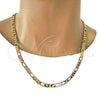 Gold Tone Basic Necklace, Figaro Design, Polished, Golden Finish, 04.242.0018.24GT (180 Gauge, 07 MM Thickness, 24 Inches Length)