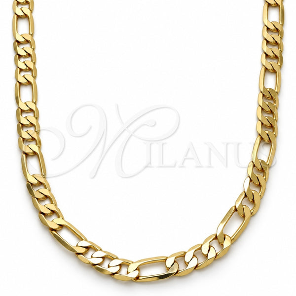 Gold Tone Basic Necklace, Figaro Design, Polished, Golden Finish, 04.242.0018.24GT (180 Gauge, 07 MM Thickness, 24 Inches Length)
