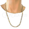 Gold Tone Basic Necklace, Figaro Design, Polished, Golden Finish, 04.242.0018.28GT (180 Gauge, 07 MM Thickness, 28 Inches Length)