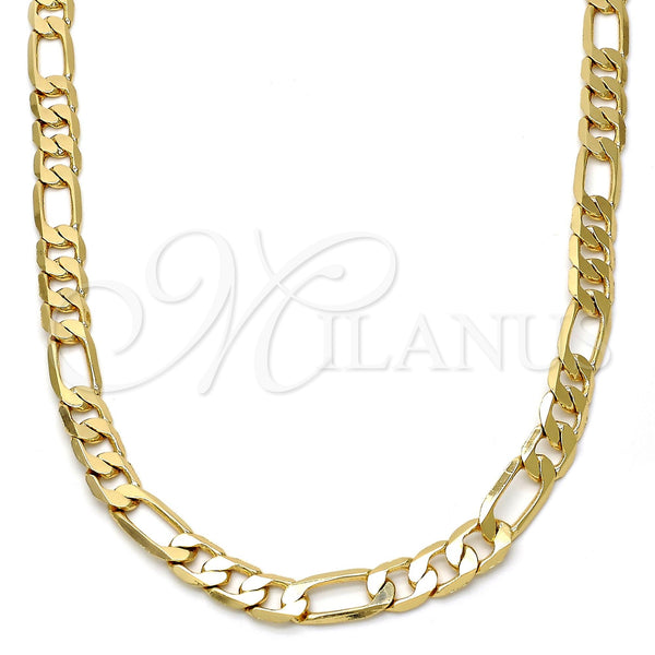 Gold Plated Necklace — Basic Necklace Figaro Design Polished 04. .28GT Gauge — main product view — SKU 109304 | Chapa de Oro collar — básico Necklace Figaro diseño pulido 04. .28GT Gauge — SKU 109304