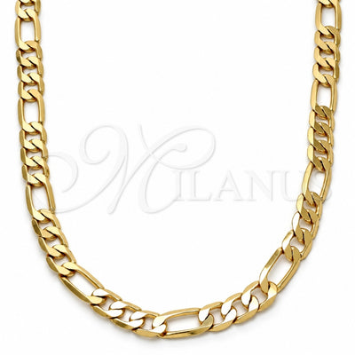 Gold Tone Basic Necklace, Figaro Design, Polished, Golden Finish, 04.242.0018.28GT (180 Gauge, 07 MM Thickness, 28 Inches Length)