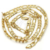 Gold Tone Basic Necklace, Figaro Design, Polished, Golden Finish, 04.242.0018.30GT (180 Gauge, 07 MM Thickness, 30 Inches Length)
