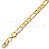 Gold Tone Basic Bracelet, Figaro Design, Polished, Golden Finish, 04.242.0019.08GT (200 Gauge, 08 MM Thickness, 8 Inches Length)