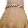 Gold Tone Basic Bracelet, Figaro Design, Polished, Golden Finish, 04.242.0019.09GT (200 Gauge, 08 MM Thickness, 9 Inches Length)
