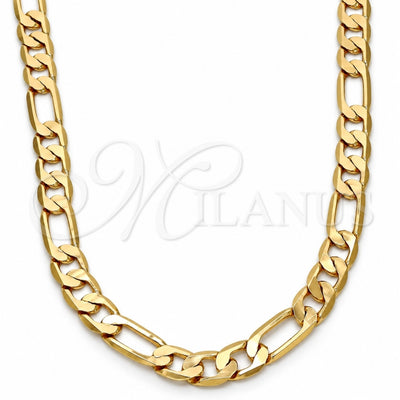 Gold Tone Basic Necklace, Figaro Design, Polished, Golden Finish, 04.242.0019.24GT (200 Gauge, 08 MM Thickness, 24 Inches Length)