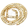 Gold Tone Basic Necklace, Figaro Design, Polished, Golden Finish, 04.242.0019.28GT (200 Gauge, 08 MM Thickness, 28 Inches Length)