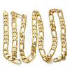 Gold Tone Basic Necklace, Figaro Design, Polished, Golden Finish, 04.242.0019.28GT (200 Gauge, 08 MM Thickness, 28 Inches Length)