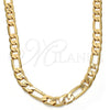 Gold Tone Basic Necklace, Figaro Design, Polished, Golden Finish, 04.242.0019.28GT (200 Gauge, 08 MM Thickness, 28 Inches Length)