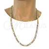 Gold Tone Basic Necklace, Figaro Design, Polished, Golden Finish, 04.242.0019.30GT (200 Gauge, 08 MM Thickness, 30 Inches Length)