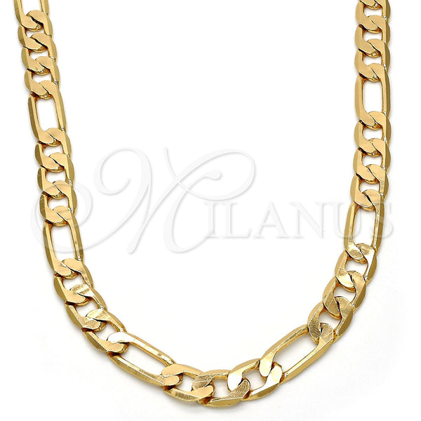 Gold Plated Necklace — Basic Necklace Figaro Design Polished 04. .30GT Gauge — main product view — SKU 109310 | Chapa de Oro collar — básico Necklace Figaro diseño pulido 04. .30GT Gauge — SKU 109310