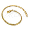 Gold Tone Basic Bracelet, Polished, Golden Finish, 04.242.0020.09GT (120 Gauge, 04 MM Thickness, 9 Inches Length)