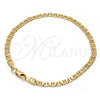 Gold Tone Basic Bracelet, Mariner Design, Polished, Golden Finish, 04.242.0030.08GT (120 Gauge, 04 MM Thickness, 8 Inches Length)