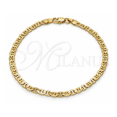 Gold Tone Basic Bracelet, Mariner Design, Polished, Golden Finish, 04.242.0030.08GT (120 Gauge, 04 MM Thickness, 8 Inches Length)