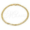 Gold Tone Basic Bracelet, Mariner Design, Polished, Golden Finish, 04.242.0030.08GT (120 Gauge, 04 MM Thickness, 8 Inches Length)