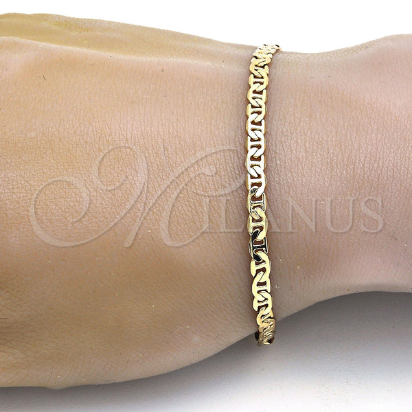 Gold Plated Bracelet — Basic Bracelet Mariner Design Polished 04. .09GT Gauge — alternate product view — SKU 109337 | Chapa de Oro brazalete — básico Bracelet Mariner diseño pulido 04. .09GT Gauge — SKU 109337
