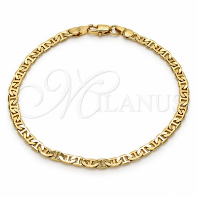 Gold Tone Basic Bracelet, Mariner Design, Polished, Golden Finish, 04.242.0030.09GT (120 Gauge, 04 MM Thickness, 9 Inches Length)