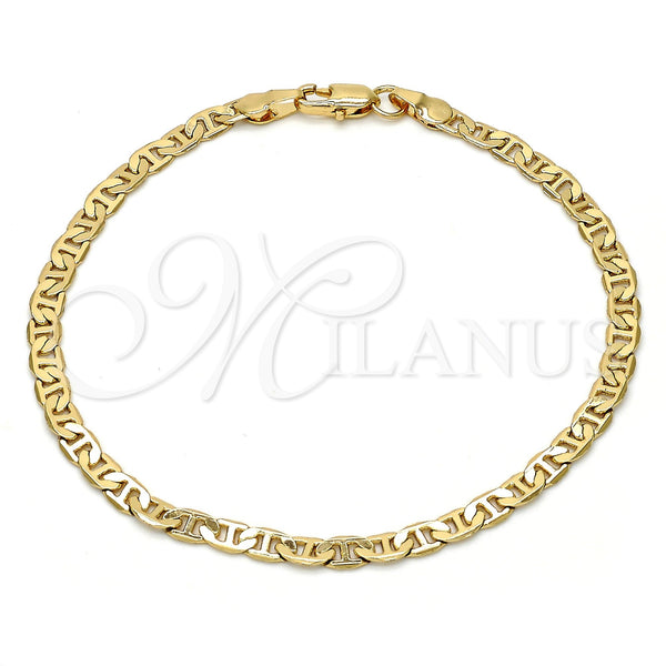 Gold Tone Basic Bracelet, Mariner Design, Polished, Golden Finish, 04.242.0030.09GT (120 Gauge, 04 MM Thickness, 9 Inches Length)
