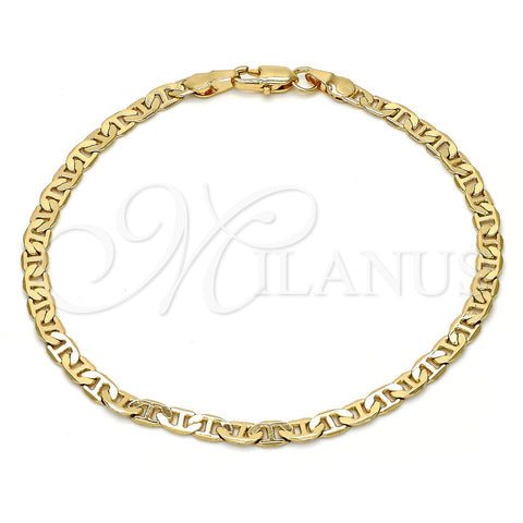 Gold Tone Basic Bracelet, Mariner Design, Polished, Golden Finish, 04.242.0030.09GT (120 Gauge, 04 MM Thickness, 9 Inches Length)