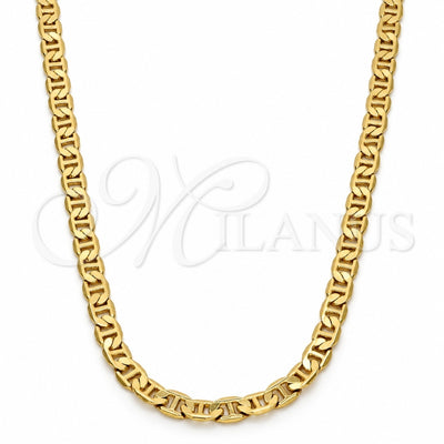 Gold Tone Basic Necklace, Mariner Design, Polished, Golden Finish, 04.242.0030.24GT (120 Gauge, 04 MM Thickness, 24 Inches Length)