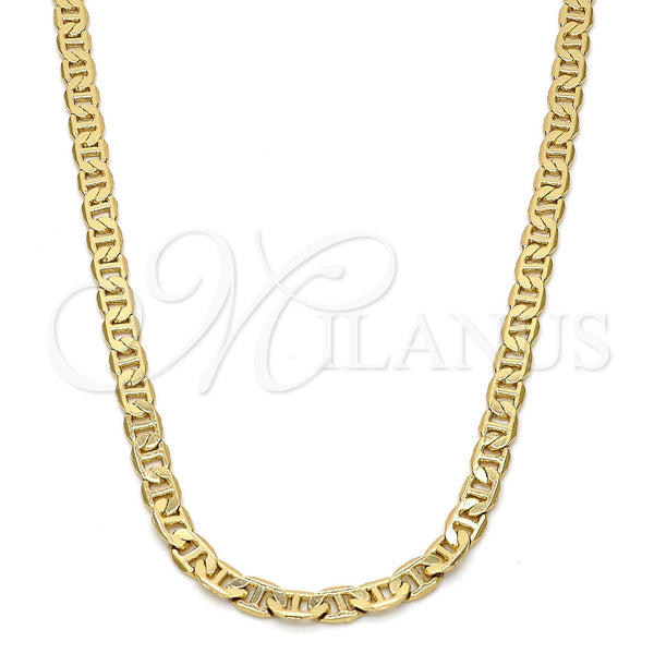 Gold Plated Necklace — Basic Necklace Mariner Design Polished 04. .24GT Gauge — main product view — SKU 109338 | Chapa de Oro collar — básico Necklace Mariner diseño pulido 04. .24GT Gauge — SKU 109338