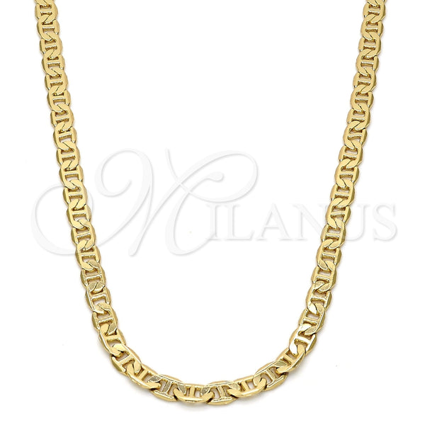 Gold Tone Basic Necklace, Mariner Design, Polished, Golden Finish, 04.242.0030.30GT (120 Gauge, 04 MM Thickness, 30 Inches Length)
