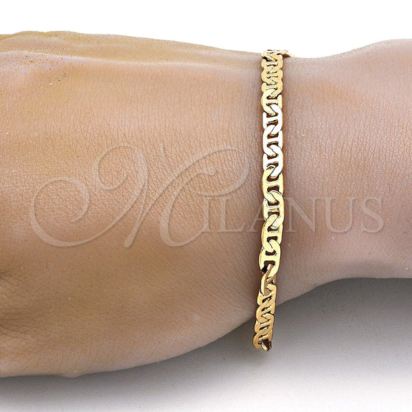 Gold Plated Bracelet — Basic Bracelet Mariner Design Polished 04. .08GT Gauge — alternate product view — SKU 109341 | Chapa de Oro brazalete — básico Bracelet Mariner diseño pulido 04. .08GT Gauge — SKU 109341