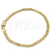 Gold Tone Basic Bracelet, Mariner Design, Polished, Golden Finish, 04.242.0031.08GT (140 Gauge, 05 MM Thickness, 8 Inches Length)
