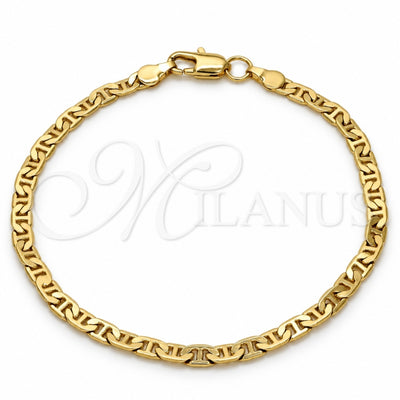 Gold Tone Basic Bracelet, Mariner Design, Polished, Golden Finish, 04.242.0031.08GT (140 Gauge, 05 MM Thickness, 8 Inches Length)