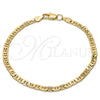 Gold Tone Basic Bracelet, Mariner Design, Polished, Golden Finish, 04.242.0031.08GT (140 Gauge, 05 MM Thickness, 8 Inches Length)
