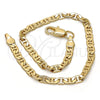 Gold Tone Basic Bracelet, Mariner Design, Polished, Golden Finish, 04.242.0031.09GT (140 Gauge, 05 MM Thickness, 9 Inches Length)