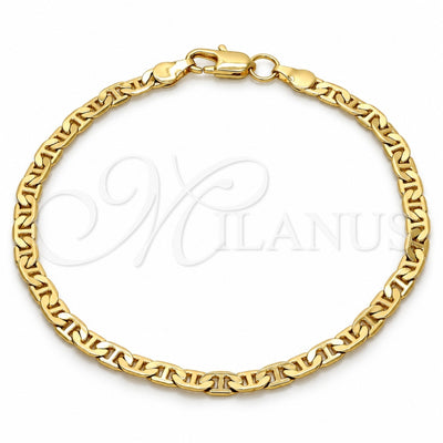 Gold Tone Basic Bracelet, Mariner Design, Polished, Golden Finish, 04.242.0031.09GT (140 Gauge, 05 MM Thickness, 9 Inches Length)