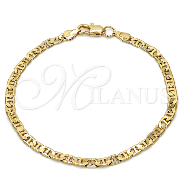 Gold Tone Basic Bracelet, Mariner Design, Polished, Golden Finish, 04.242.0031.09GT (140 Gauge, 05 MM Thickness, 9 Inches Length)