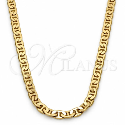 Gold Tone Basic Necklace, Mariner Design, Polished, Golden Finish, 04.242.0031.24GT (140 Gauge, 05 MM Thickness, 24 Inches Length)