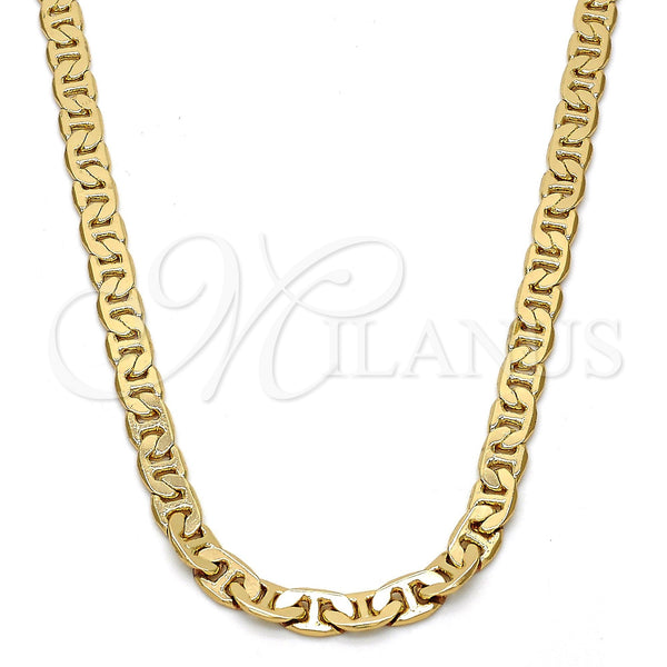 Gold Plated Necklace — Basic Necklace Mariner Design Polished 04. .24GT Gauge — main product view — SKU 109343 | Chapa de Oro collar — básico Necklace Mariner diseño pulido 04. .24GT Gauge — SKU 109343