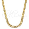 Gold Tone Basic Necklace, Mariner Design, Polished, Golden Finish, 04.242.0031.28GT (140 Gauge, 05 MM Thickness, 28 Inches Length)