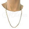 Gold Tone Basic Necklace, Mariner Design, Polished, Golden Finish, 04.242.0031.30GT (140 Gauge, 05 MM Thickness, 30 Inches Length)