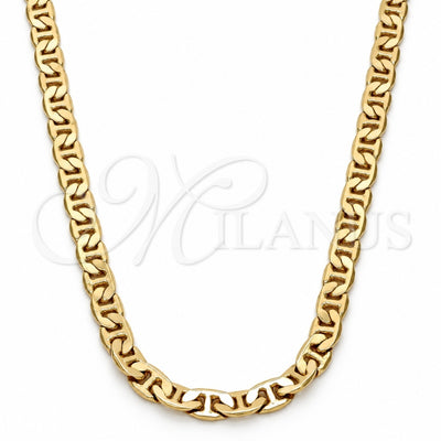 Gold Tone Basic Necklace, Mariner Design, Polished, Golden Finish, 04.242.0031.30GT (140 Gauge, 05 MM Thickness, 30 Inches Length)