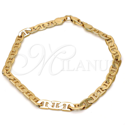 Gold Tone Basic Bracelet, Mariner Design, Polished, Golden Finish, 04.242.0032.08GT (160 Gauge, 06 MM Thickness, 8 Inches Length)