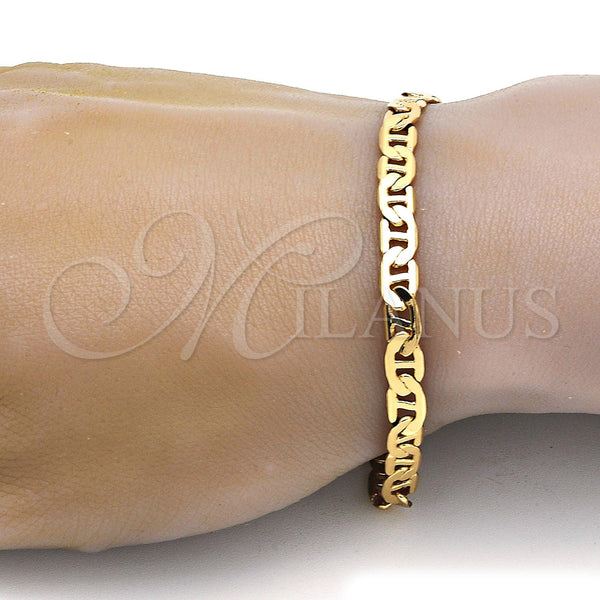 Gold Plated Bracelet — Basic Bracelet Mariner Design Polished 04. .09GT Gauge — alternate product view — SKU 109347 | Chapa de Oro brazalete — básico Bracelet Mariner diseño pulido 04. .09GT Gauge — SKU 109347
