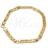 Gold Tone Basic Bracelet, Mariner Design, Polished, Golden Finish, 04.242.0032.09GT (160 Gauge, 06 MM Thickness, 9 Inches Length)