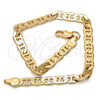 Gold Tone Basic Bracelet, Mariner Design, Polished, Golden Finish, 04.242.0032.09GT (160 Gauge, 06 MM Thickness, 9 Inches Length)