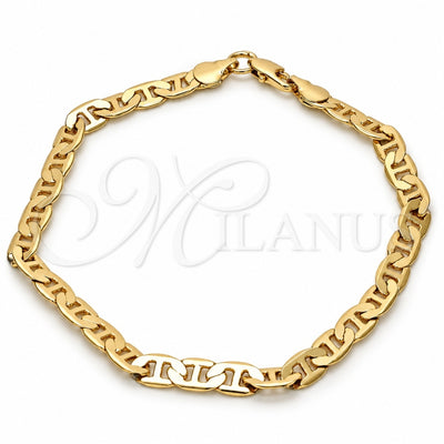 Gold Tone Basic Bracelet, Mariner Design, Polished, Golden Finish, 04.242.0032.09GT (160 Gauge, 06 MM Thickness, 9 Inches Length)