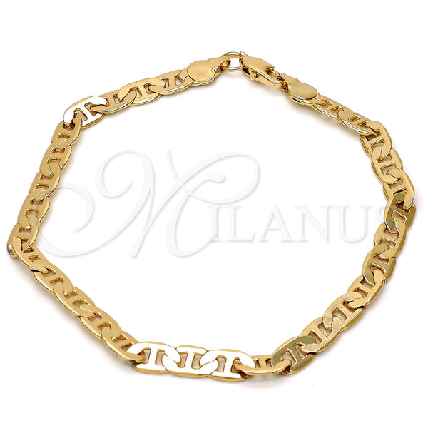 Gold Tone Basic Bracelet, Mariner Design, Polished, Golden Finish, 04.242.0032.09GT (160 Gauge, 06 MM Thickness, 9 Inches Length)