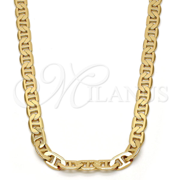Gold Plated Necklace — Basic Necklace Mariner Design Polished 04. .28GT Gauge — main product view — SKU 109349 | Chapa de Oro collar — básico Necklace Mariner diseño pulido 04. .28GT Gauge — SKU 109349