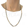 Gold Tone Basic Necklace, Mariner Design, Polished, Golden Finish, 04.242.0032.30GT (160 Gauge, 06 MM Thickness, 30 Inches Length)