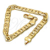 Gold Tone Basic Bracelet, Mariner Design, Polished, Golden Finish, 04.242.0033.08GT (180 Gauge, 07 MM Thickness, 8 Inches Length)