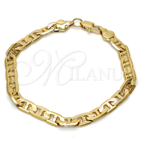 Gold Tone Basic Bracelet, Mariner Design, Polished, Golden Finish, 04.242.0033.08GT (180 Gauge, 07 MM Thickness, 8 Inches Length)
