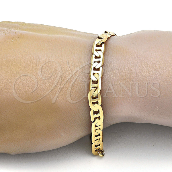Gold Plated Bracelet — Basic Bracelet Mariner Design Polished 04. .09GT Gauge — alternate product view — SKU 109352 | Chapa de Oro brazalete — básico Bracelet Mariner diseño pulido 04. .09GT Gauge — SKU 109352