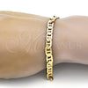 Gold Tone Basic Bracelet, Mariner Design, Polished, Golden Finish, 04.242.0033.09GT (180 Gauge, 07 MM Thickness, 9 Inches Length)