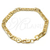 Gold Tone Basic Bracelet, Mariner Design, Polished, Golden Finish, 04.242.0033.09 (180 Gauge, 07 MM Thickness, 9 Inches Length)